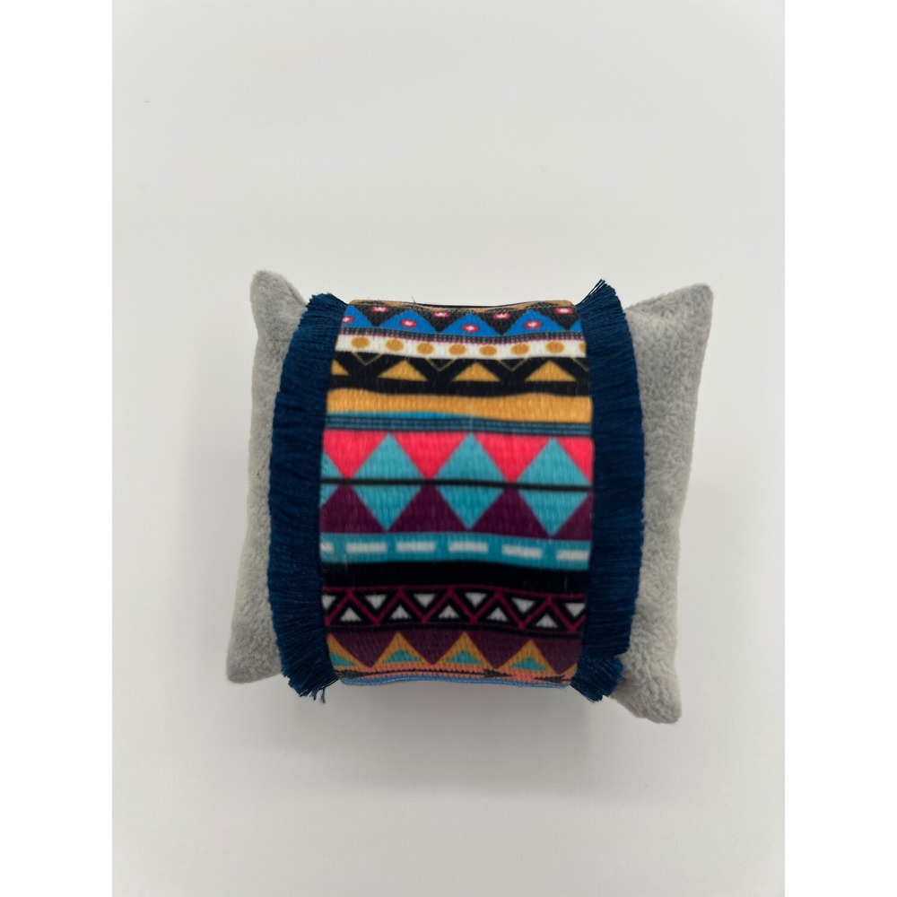 Boho Geometric Woven Fringe Cuff Bracelet Multicolor Navy Blue Statement Bangle